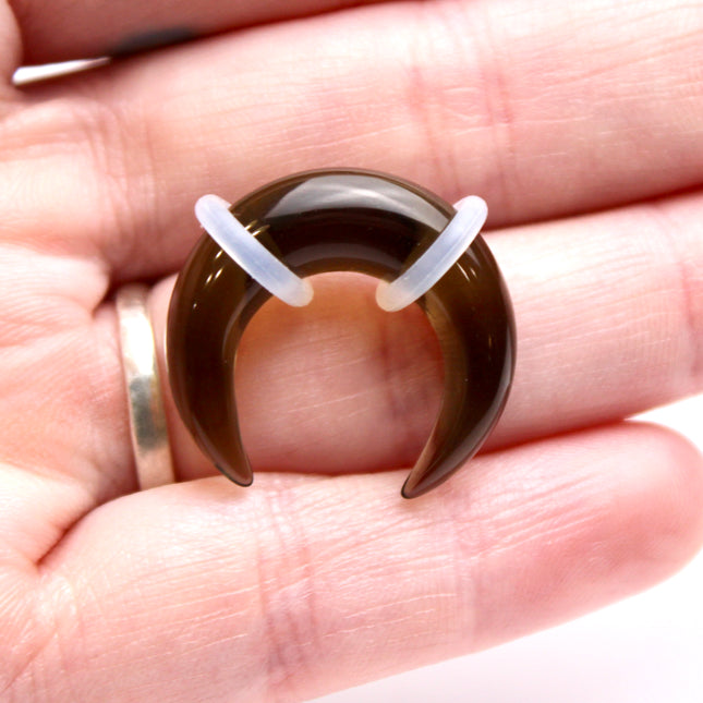 Smoky Glass Septum or Ear Pincher, Dark Brown Glass, Sold Per Piece