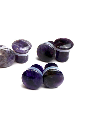 Amethyst Single Flare Plugs Pair of Purple Gauges 3mm-25mm