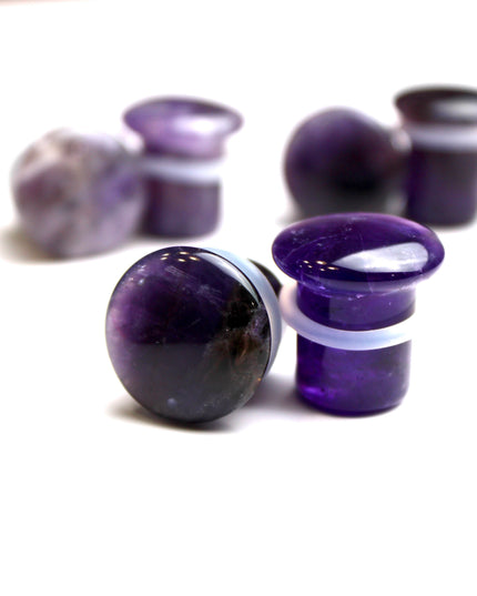 Amethyst Single Flare Plugs Pair of Purple Gauges 3mm-25mm