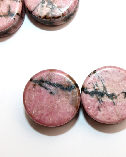 Rhodonite Stone Plugs - Pink and Black Webbed Gauges Pair