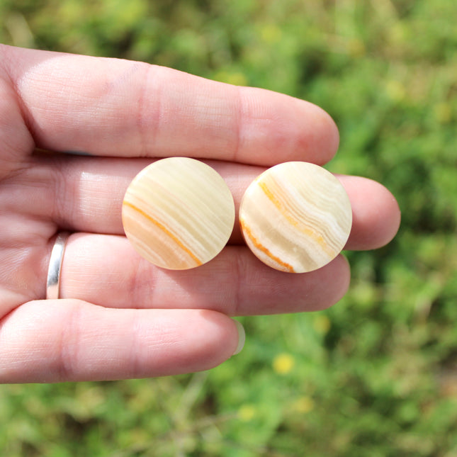 Green Onyx Double Flare Stone Plugs – Natural Light Green and Brown Striped Gauges in 6mm–25mm 