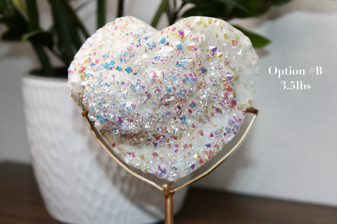 Rainbow Aura Electroplated Heart on Metal Stand - You Pick Your Exact Piece!