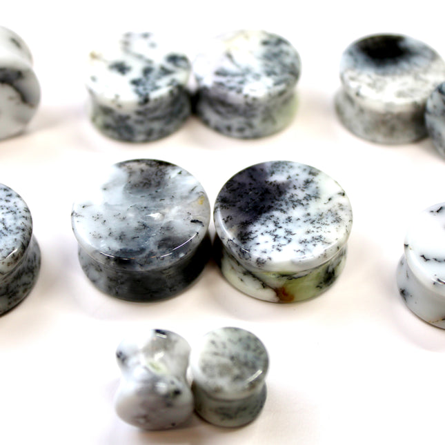 Dendritic Agate Double Flare Stone Plugs – Rare Natural Agate Gauges
