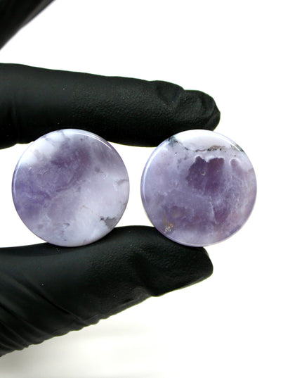 22mm Purple Agate Plugs - Natural Purple Stone Plugs in 22mm Exact Pair in Photo