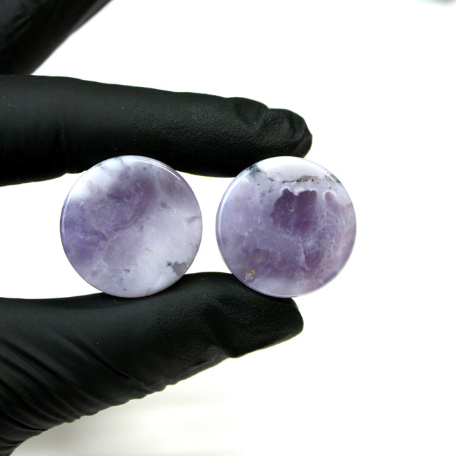 22mm Purple Agate Plugs - Natural Purple Stone Plugs in 22mm Exact Pair in Photo