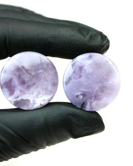 22mm Purple Agate Plugs - Natural Purple Stone Plugs in 22mm Exact Pair in Photo