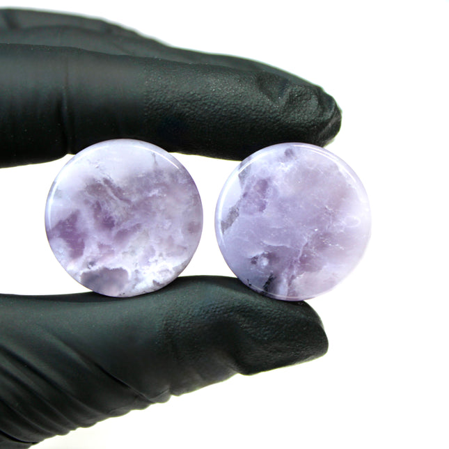 22mm Purple Agate Plugs - Natural Purple Stone Plugs in 22mm Exact Pair in Photo