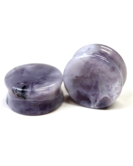 22mm Purple Agate Plugs - Natural Purple Stone Plugs in 22mm Exact Pair in Photo