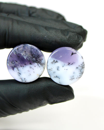 18mm Purple Agate Plugs – Natural Purple Stone Double Flare Gauges, Exact Pair Shown