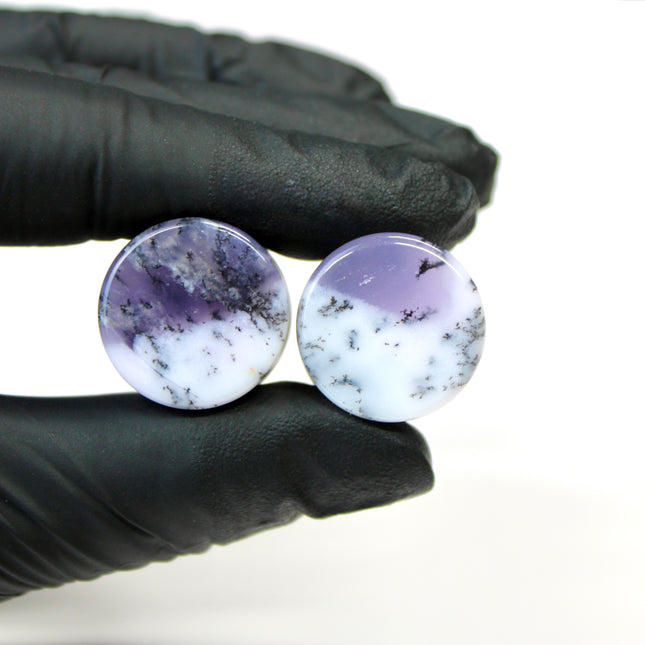 18mm Purple Agate Plugs – Natural Purple Stone Double Flare Gauges, Exact Pair Shown