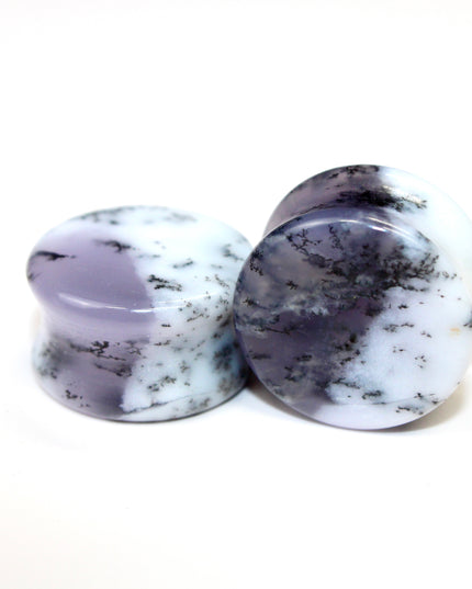 18mm Purple Agate Plugs – Natural Purple Stone Double Flare Gauges, Exact Pair Shown