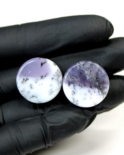18mm Purple Agate Plugs – Natural Purple Stone Double Flare Gauges, Exact Pair Shown