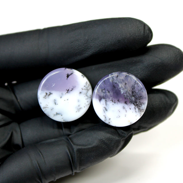 18mm Purple Agate Plugs – Natural Purple Stone Double Flare Gauges, Exact Pair Shown