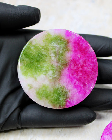 Watermelon Quartz Double Flared 50mm 2" Plugs Exact Pair in Photos
