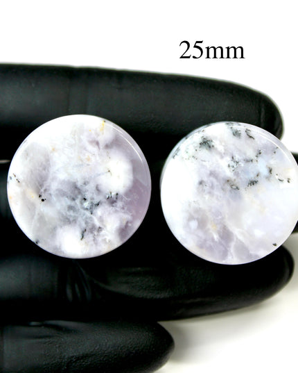 Purple Dendritic Agate Plugs – Natural Purple Stone Double Flare Gauges, Pick The Pair 6mm-25mm