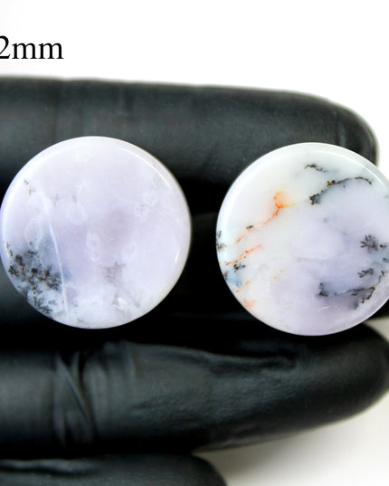 Purple Dendritic Agate Plugs – Natural Purple Stone Double Flare Gauges, Pick The Pair 6mm-25mm