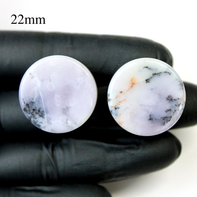 Purple Dendritic Agate Plugs – Natural Purple Stone Double Flare Gauges, Pick The Pair 6mm-25mm