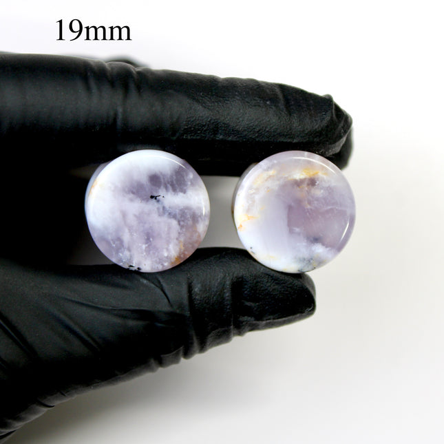 Purple Dendritic Agate Plugs – Natural Purple Stone Double Flare Gauges, Pick The Pair 6mm-25mm