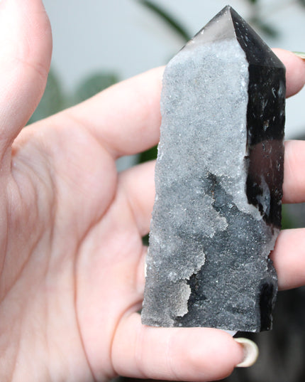 Sphalerite Druzy Tower – 4" Crystal Point, Sparkling Display Stone, Unique Gift