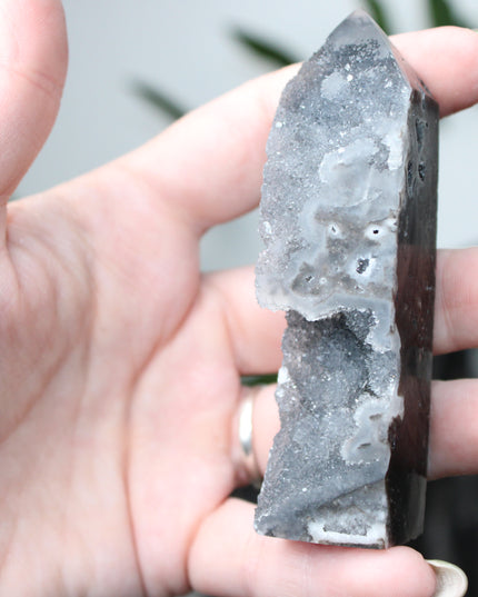 Sphalerite Druzy Tower – 4" Crystal Point, Sparkling Display Stone, Unique Gift