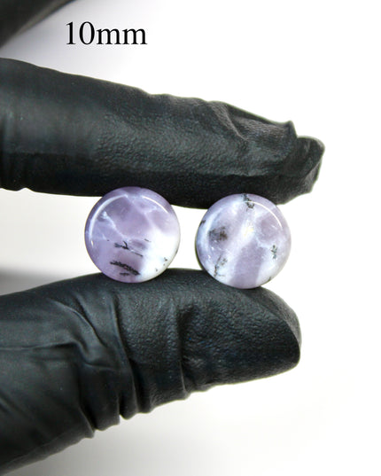 Purple Dendritic Agate Plugs – Natural Purple Stone Double Flare Gauges, Pick The Pair 6mm-25mm