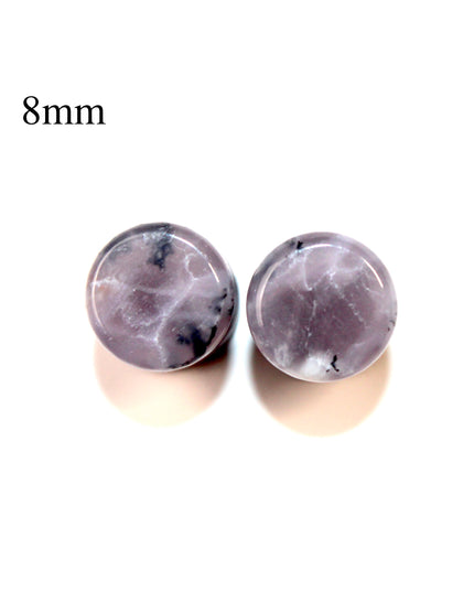 Purple Dendritic Agate Plugs – Natural Purple Stone Double Flare Gauges, Pick The Pair 6mm-25mm