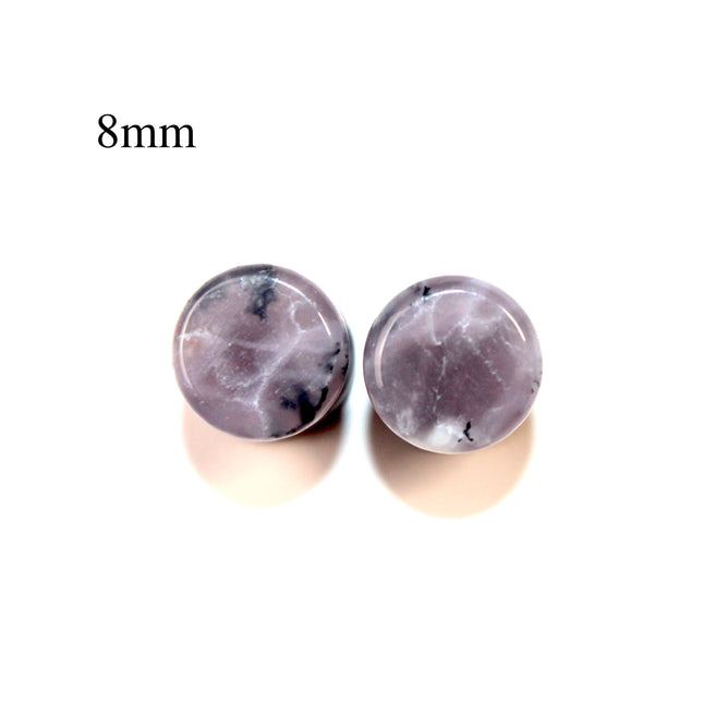 Purple Dendritic Agate Plugs – Natural Purple Stone Double Flare Gauges, Pick The Pair 6mm-25mm