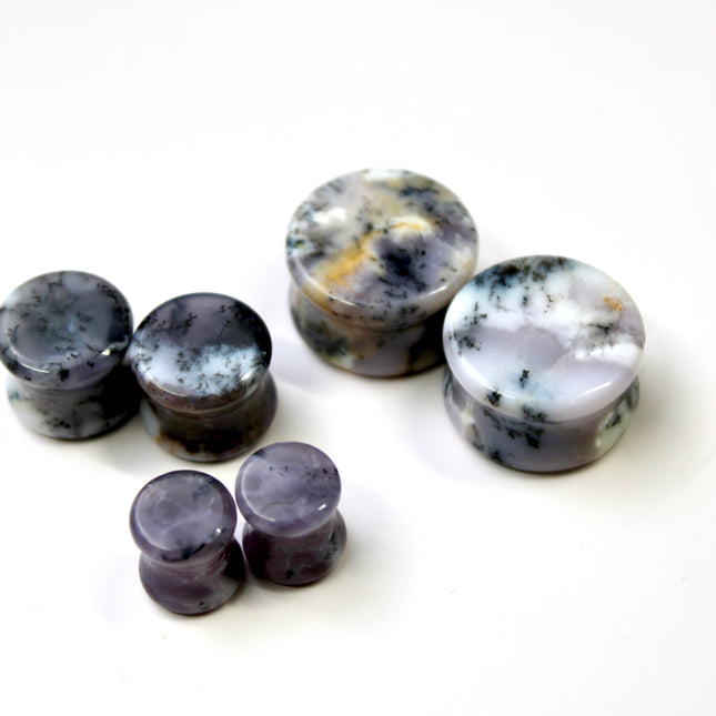 Purple Dendritic Agate Plugs – Natural Purple Stone Double Flare Gauges, Pick The Pair 6mm-25mm