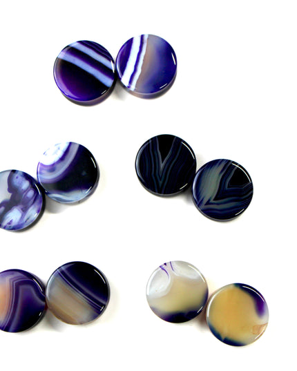 Purple Striped Agate Stone Plugs Double Flare Pair 5mm-38mm