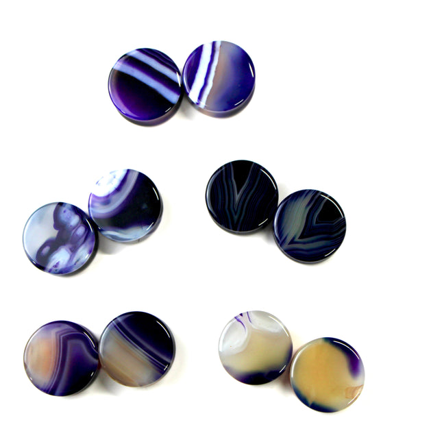 Purple Striped Agate Stone Plugs Double Flare Pair 5mm-38mm