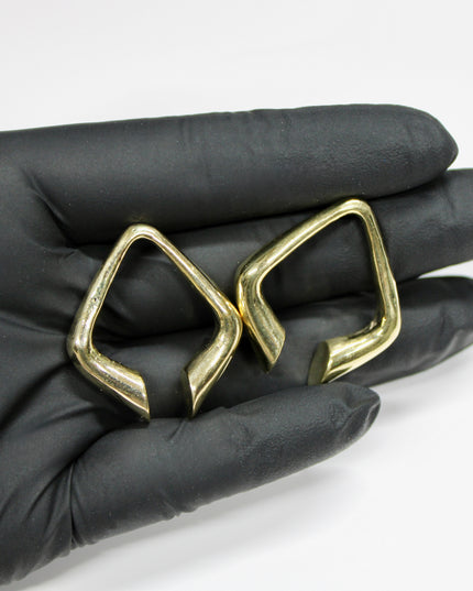 The Delilah Gold Plated Brass Ear Hangers – Elegant Statement Jewelry for Stretched Ears (8mm+)