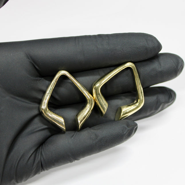 The Delilah Gold Plated Brass Ear Hangers – Elegant Statement Jewelry for Stretched Ears (8mm+)