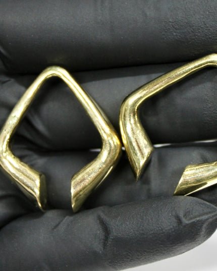 The Delilah Gold Plated Brass Ear Hangers – Elegant Statement Jewelry for Stretched Ears (8mm+)