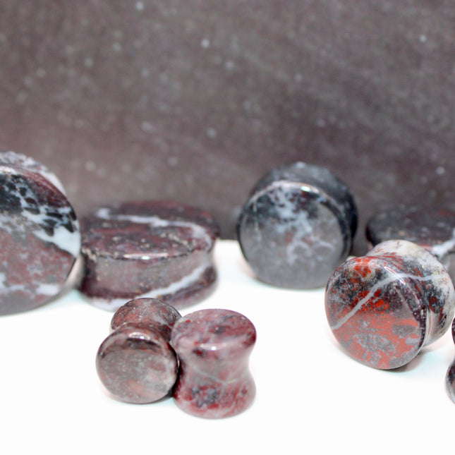 Brecciated Jasper Plugs ~ Double Flare PAIR - EC Plugs