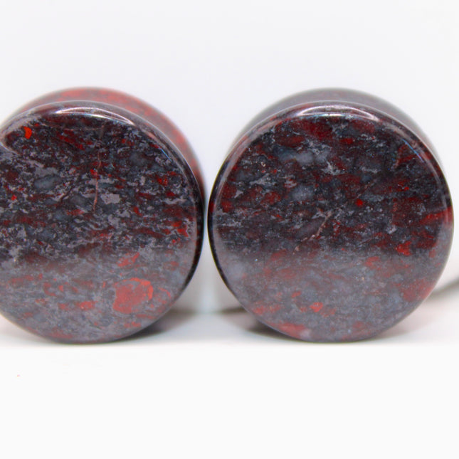 Unique Natural Hematite Black/Red Double Flared Plugs Pair One of a Kind - EC Plugs