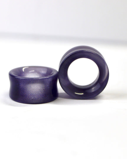 Dark Purple Cat Eye Glass Tunnel Plugs
