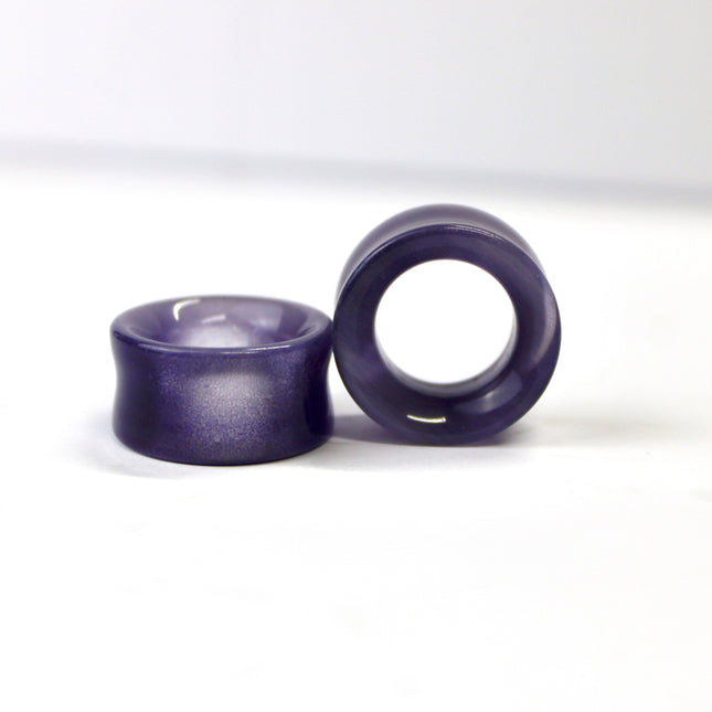 Dark Purple Cat Eye Glass Tunnel Plugs