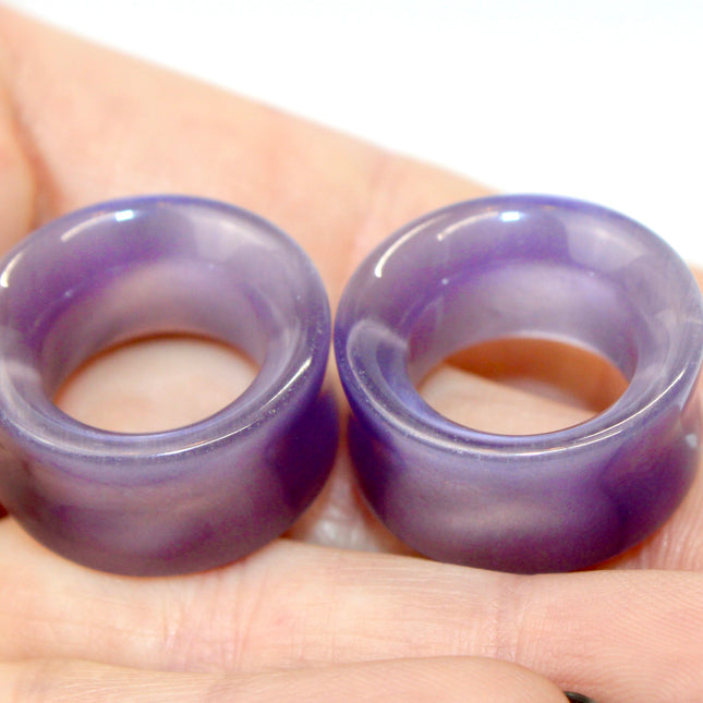 Dark Purple Cat Eye Glass Tunnel Plugs