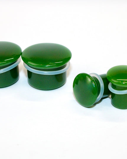 Green Jade Single Flare Stone Plugs