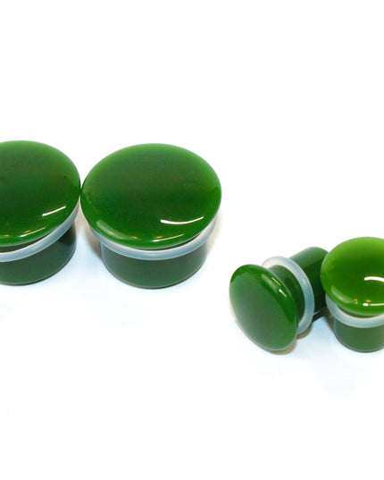 Green Jade Single Flare Stone Plugs