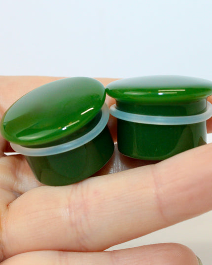 Green Jade Single Flare Stone Plugs