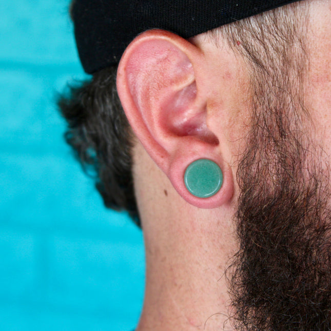 Aventurine Double Flare Plugs Pair
