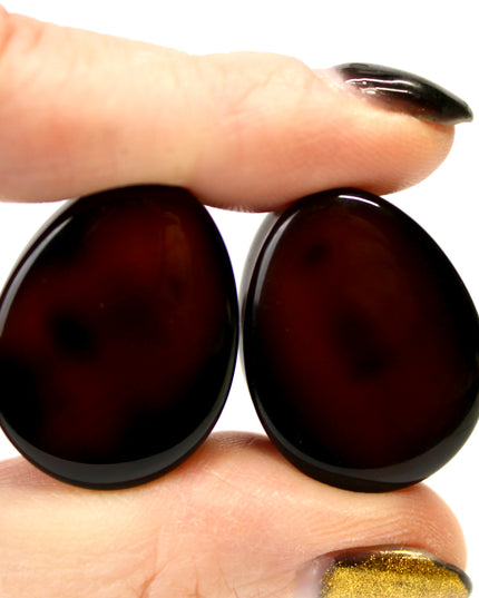 Smoky Black Tortoise Shell Look Agate Teardrop Plugs