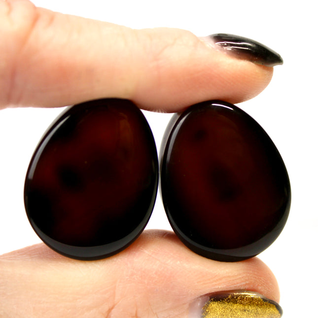Smoky Black Tortoise Shell Look Agate Teardrop Plugs