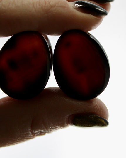 Smoky Black Tortoise Shell Look Agate Teardrop Plugs