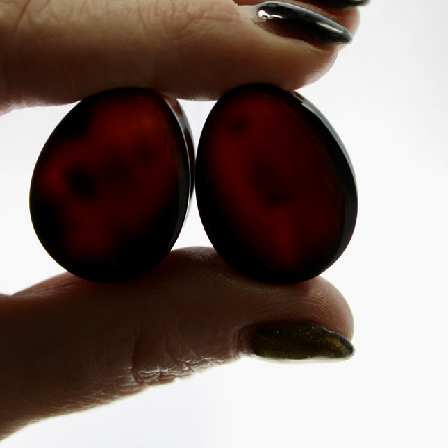 Smoky Black Tortoise Shell Look Agate Teardrop Plugs