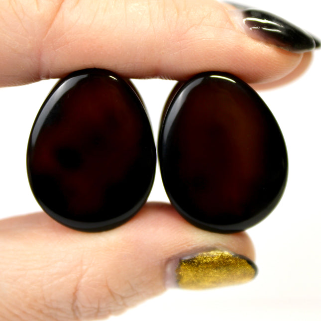 Smoky Black Tortoise Shell Look Agate Teardrop Plugs