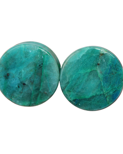 Chrysocolla Rare and Natural Stone Double Flares for Gauged Ears 6mm-30mm