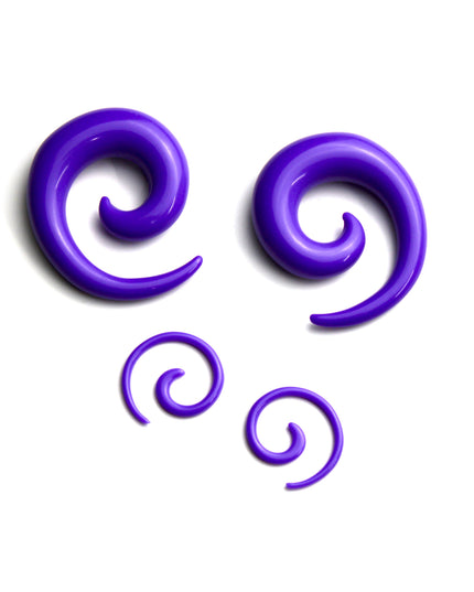 Purple Acrylic Spirals For Stretched Ears