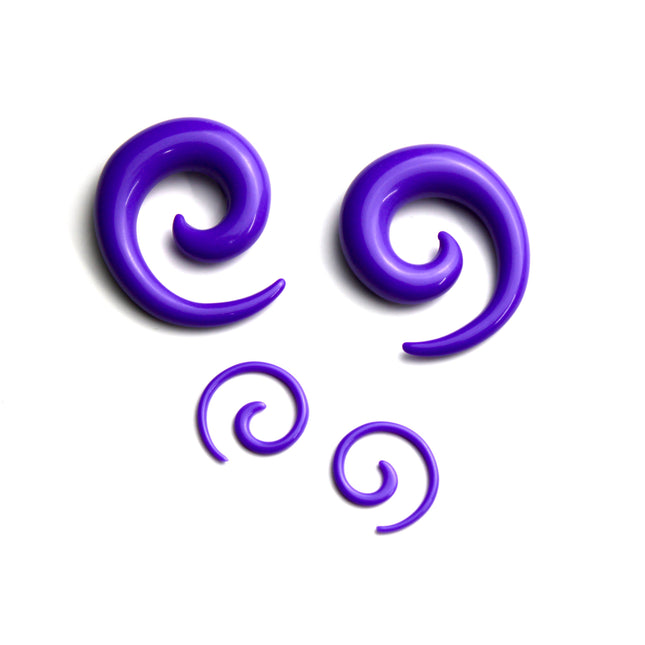 Purple Acrylic Spirals For Stretched Ears